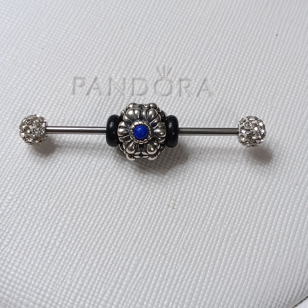 Pandora Vintage Silver Lapis September Birthday Blooms Charm 2 Listed Separately